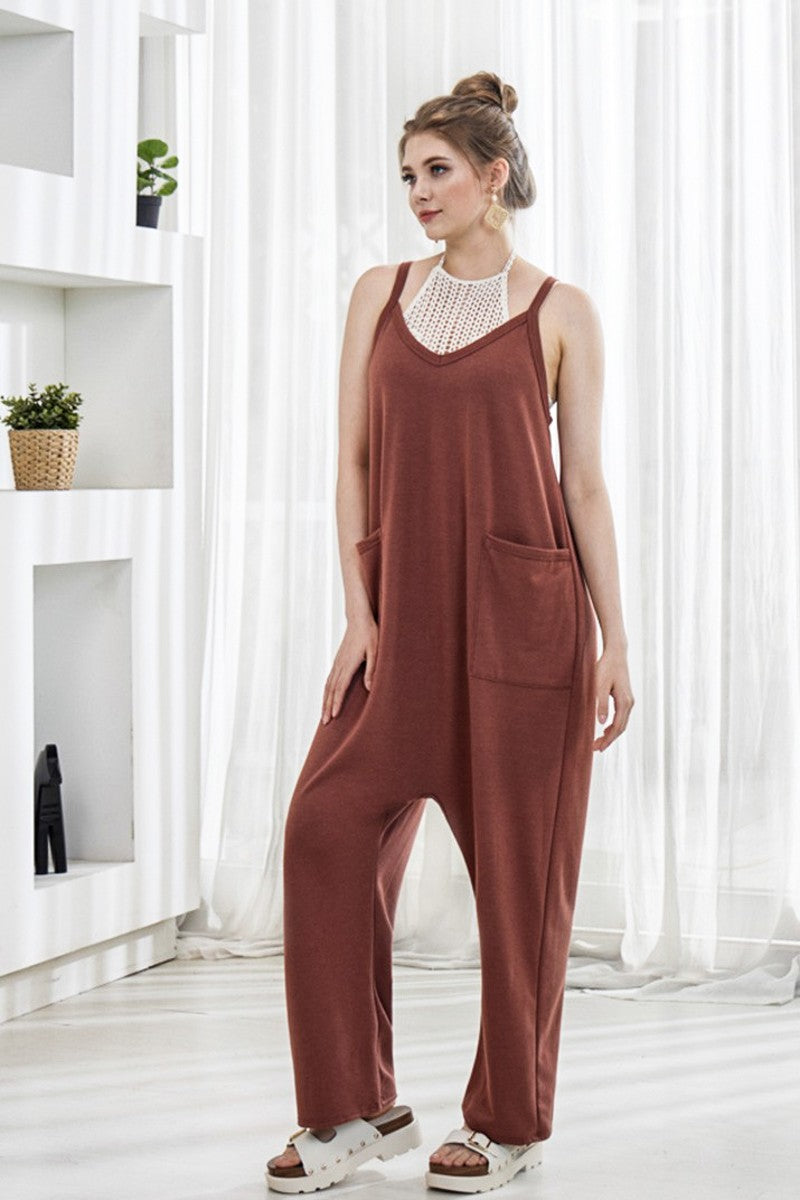 H.Blue Plus Drop Crotch Tank Style Harem Jumpsuit