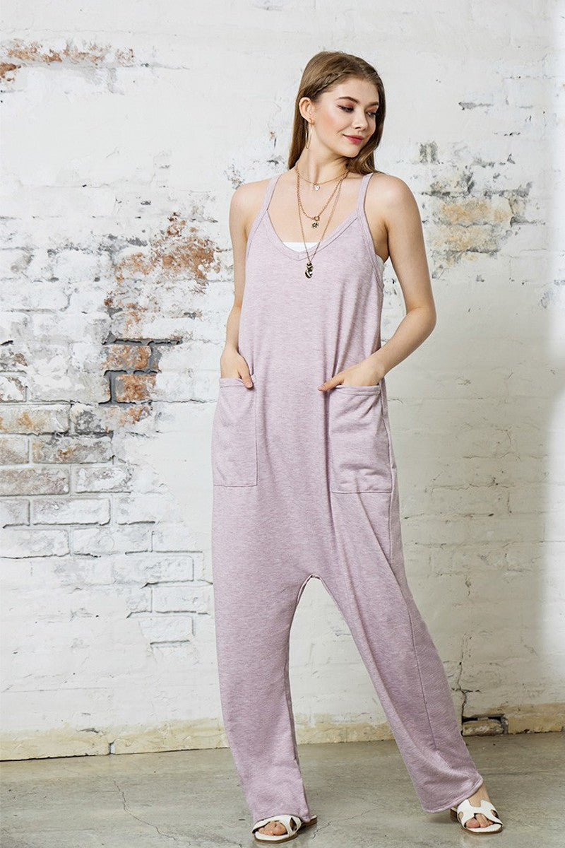 Caramel Drop Crotch Tank Style Harem Jumpsuit