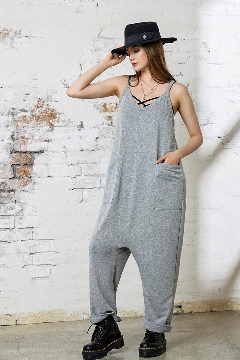Coconut Shell Drop Crotch Tank Style Harem Jumpsuit