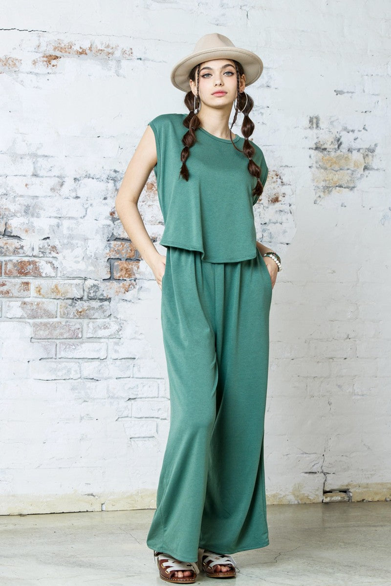 Wine Plus Open Front Wide Leg Jumpsuit