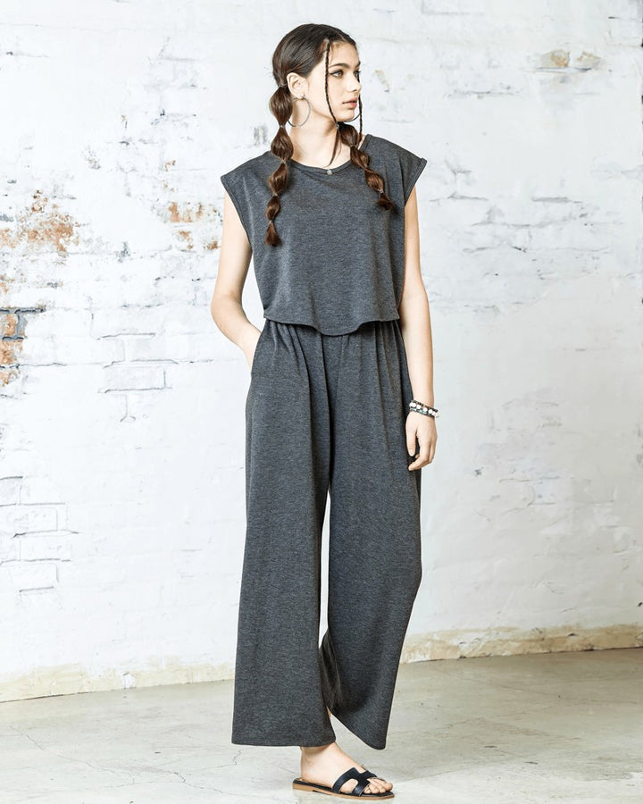Washed Army Plus Open Front Wide Leg Jumpsuit
