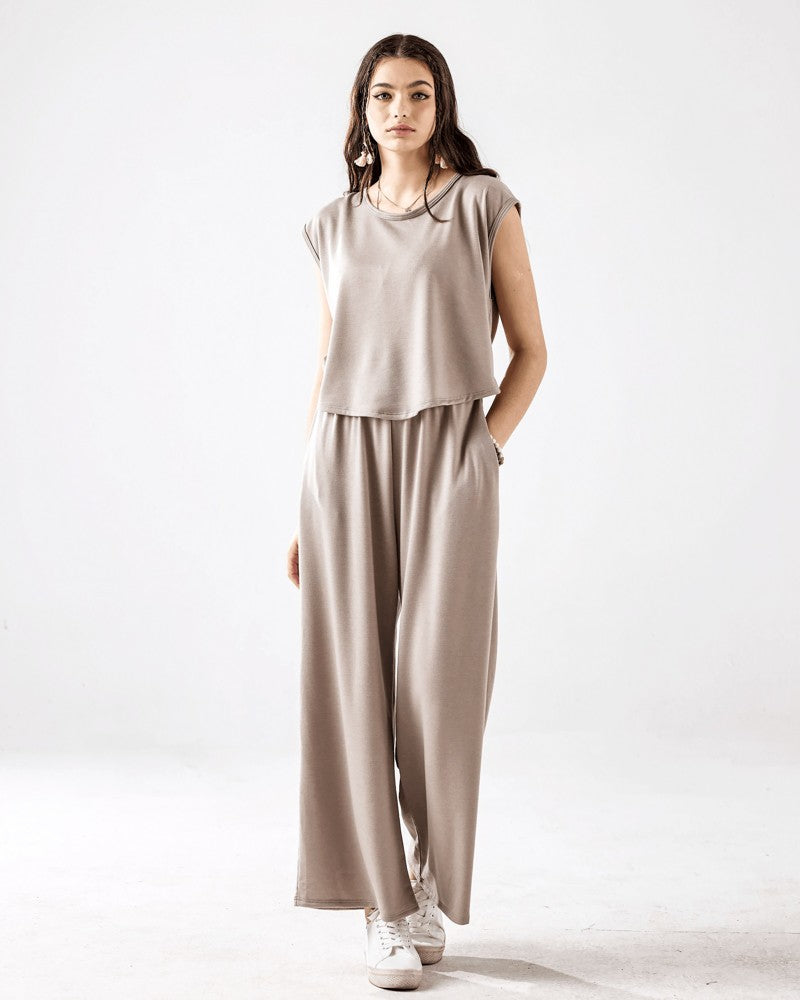 Black Open Front Wide Leg Jumpsuit