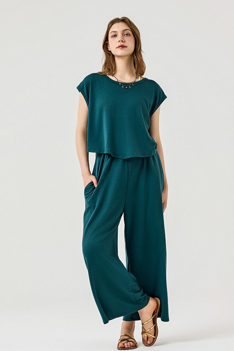 Forest Green Open Front Wide Leg Jumpsuit