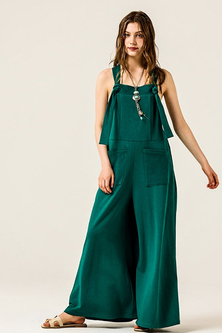 Plus Adjustable Straps Front Pocket Jumpsuit