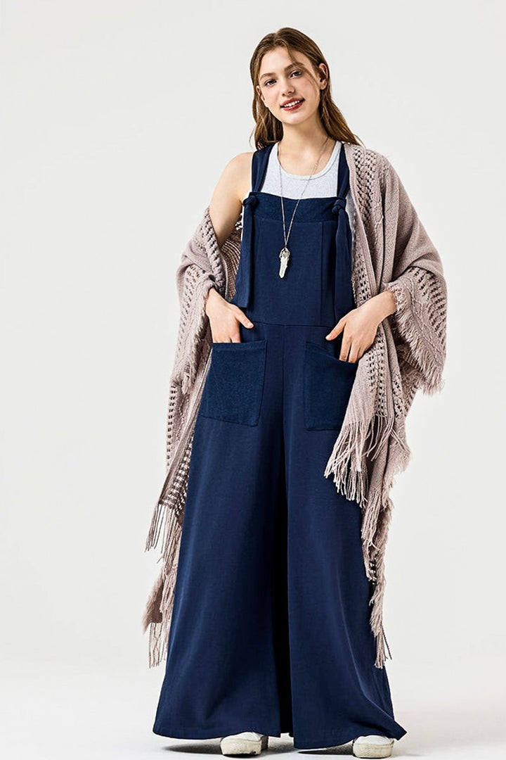 Black Plus Adjustable Straps Front Pocket Jumpsuit
