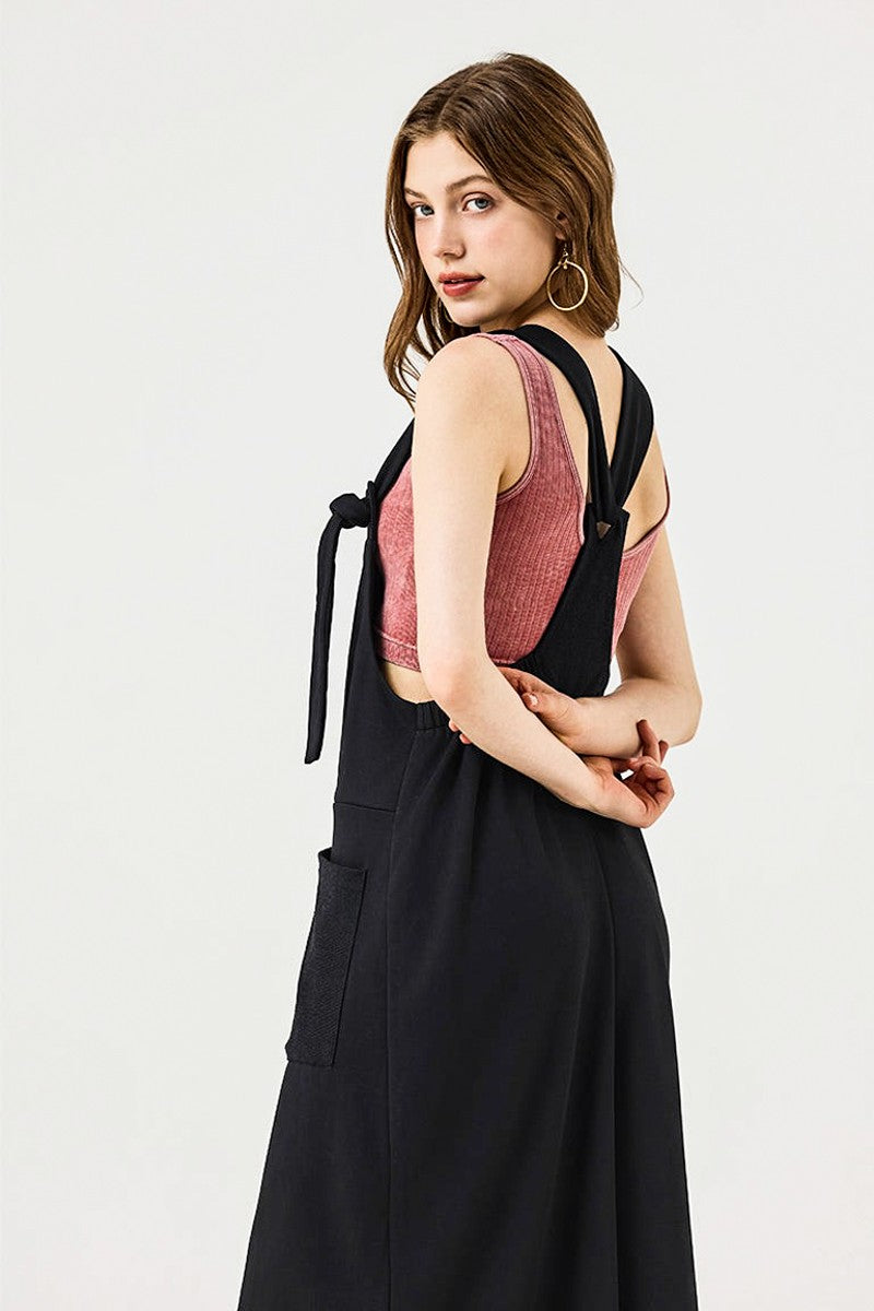 Plus Adjustable Straps Front Pocket Jumpsuit