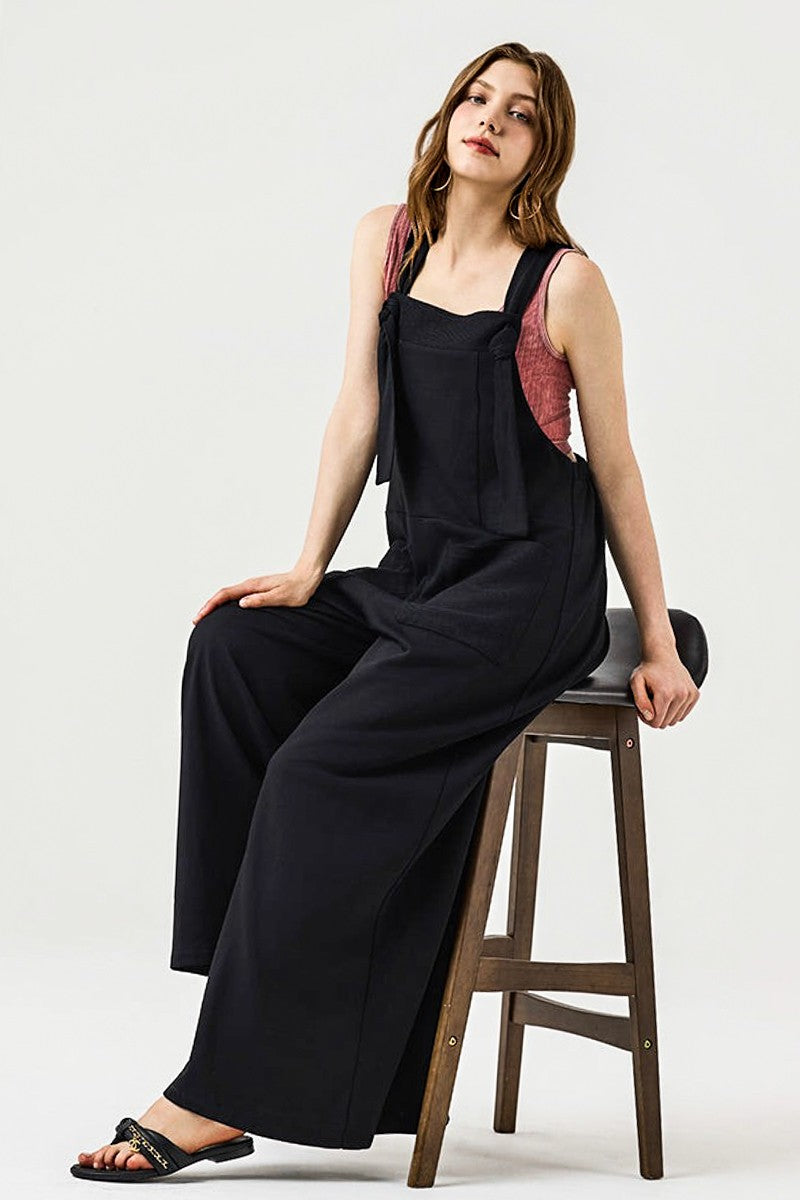 Plus Adjustable Straps Front Pocket Jumpsuit