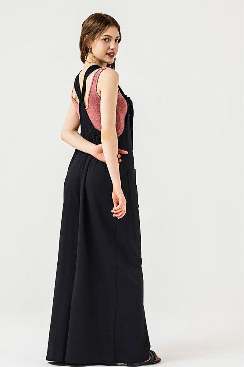 Plus Adjustable Straps Front Pocket Jumpsuit