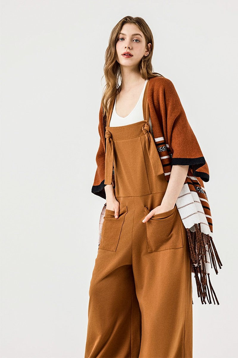Plus Adjustable Straps Front Pocket Jumpsuit