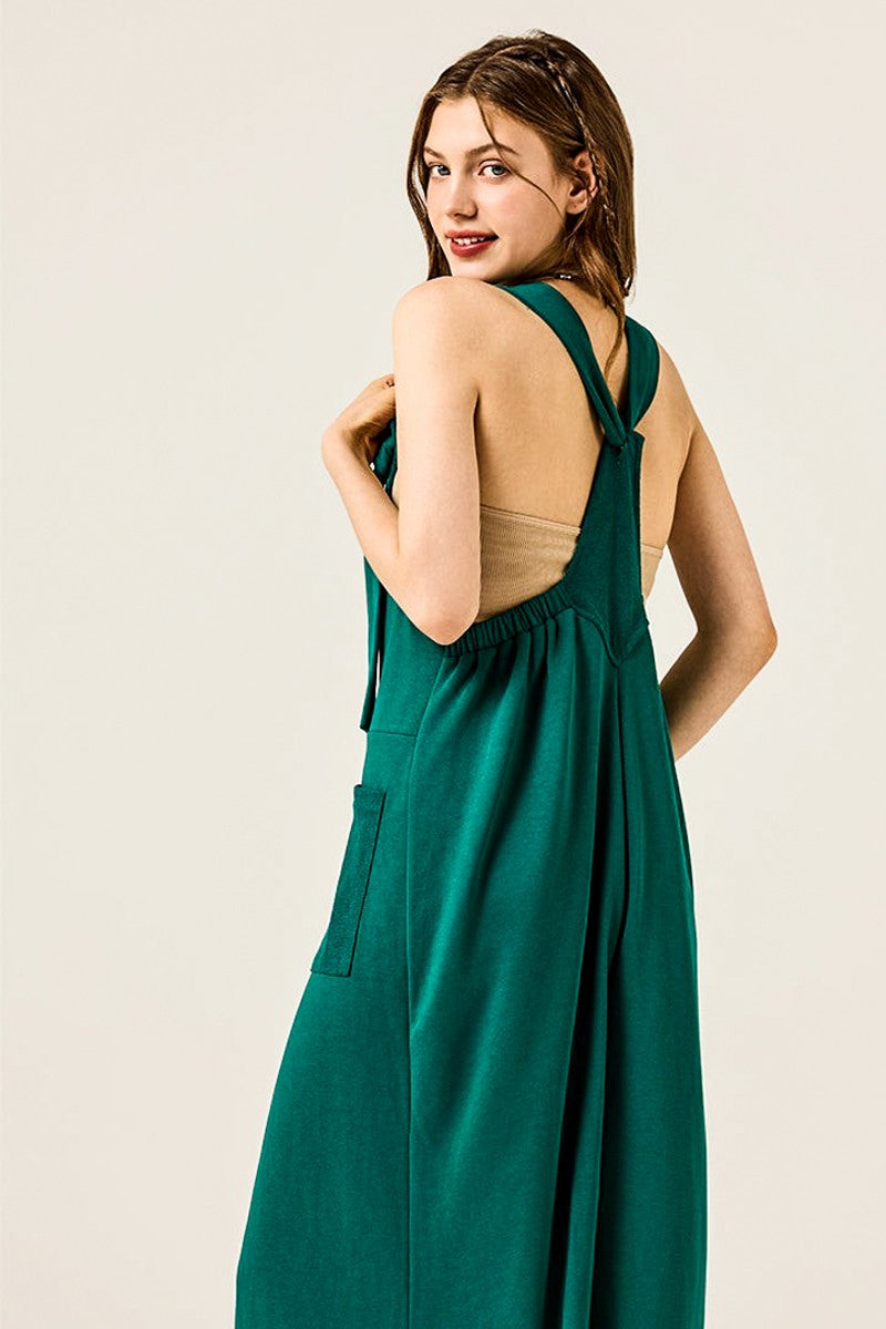 Plus Adjustable Straps Front Pocket Jumpsuit