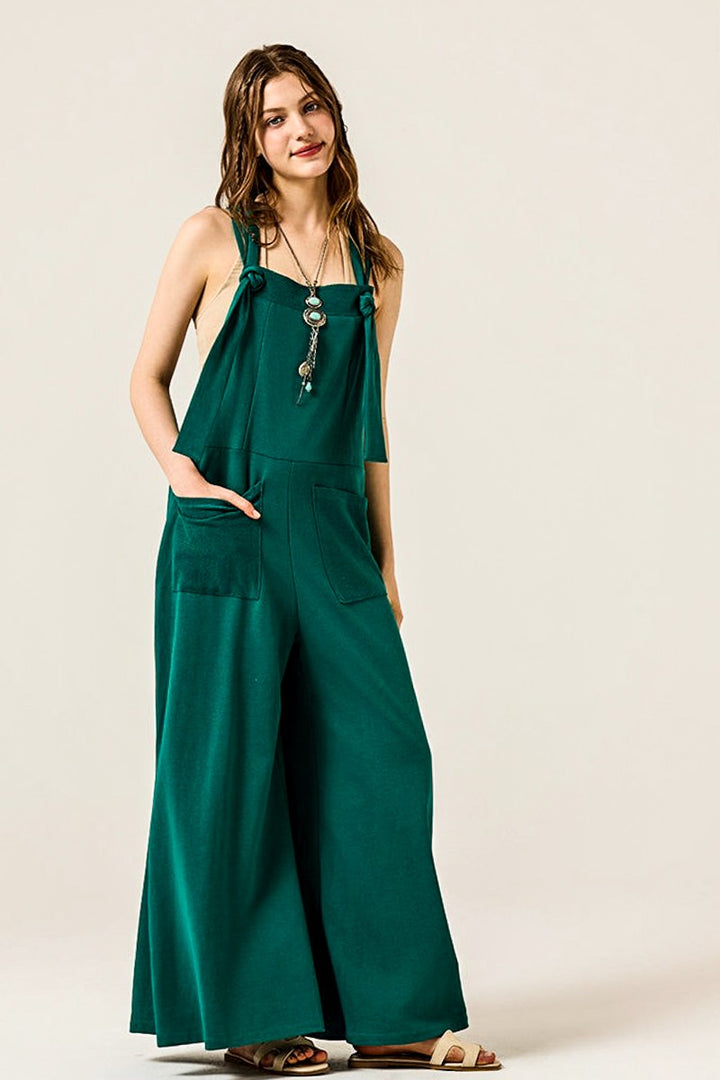 Plus Adjustable Straps Front Pocket Jumpsuit