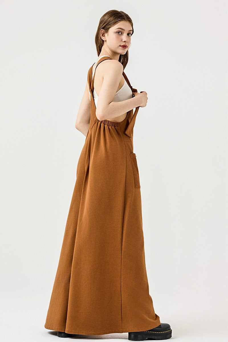 Burgundy Plus Adjustable Straps Front Pocket Jumpsuit