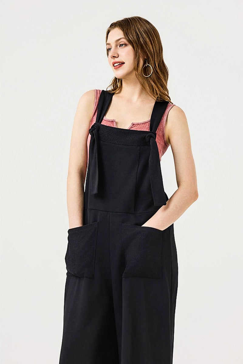Plus Adjustable Straps Front Pocket Jumpsuit
