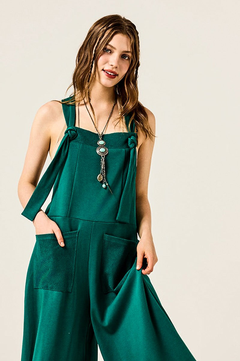 Plus Adjustable Straps Front Pocket Jumpsuit