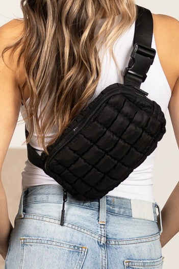 Magenta Evyn Quilted Puffer Sling Belt Bum Bag