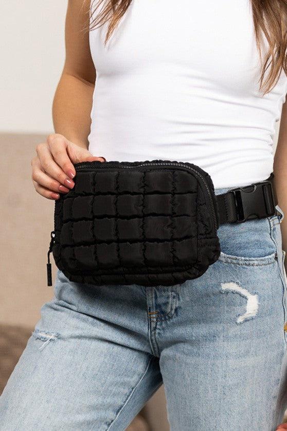 Mocha Evyn Quilted Puffer Sling Belt Bum Bag