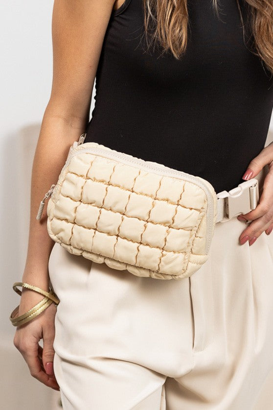 Eucalyptus Evyn Quilted Puffer Sling Belt Bum Bag