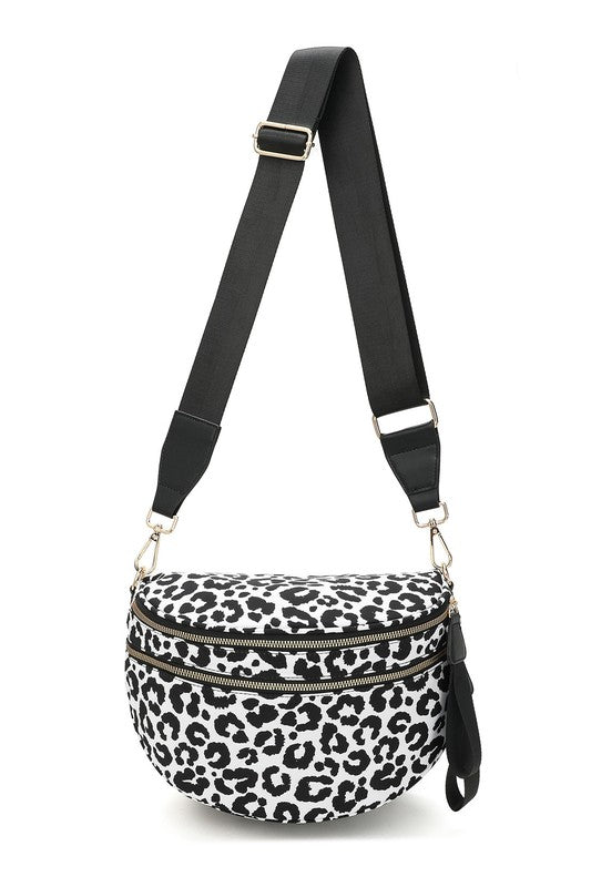 Dylan Oversize Leopard Double Zip Crescent Sling