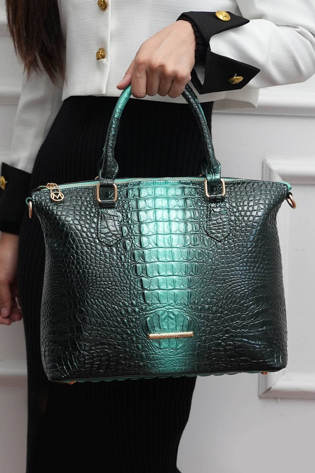 Gold Mkf Liora Croc Embossed Tote Bag By Mia K