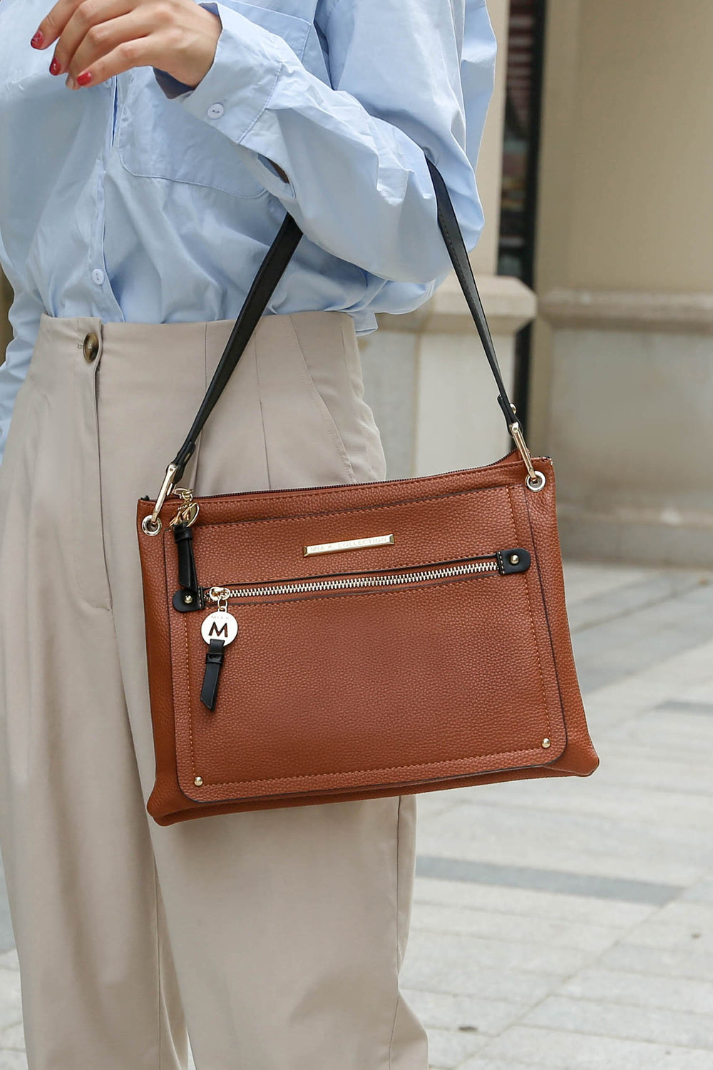Black-Pewter Mkf Aliyah Shoulder Bag By Mia K