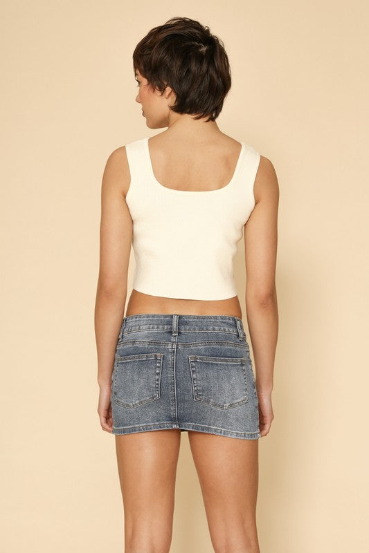 Cream Floral Corset Tank Top