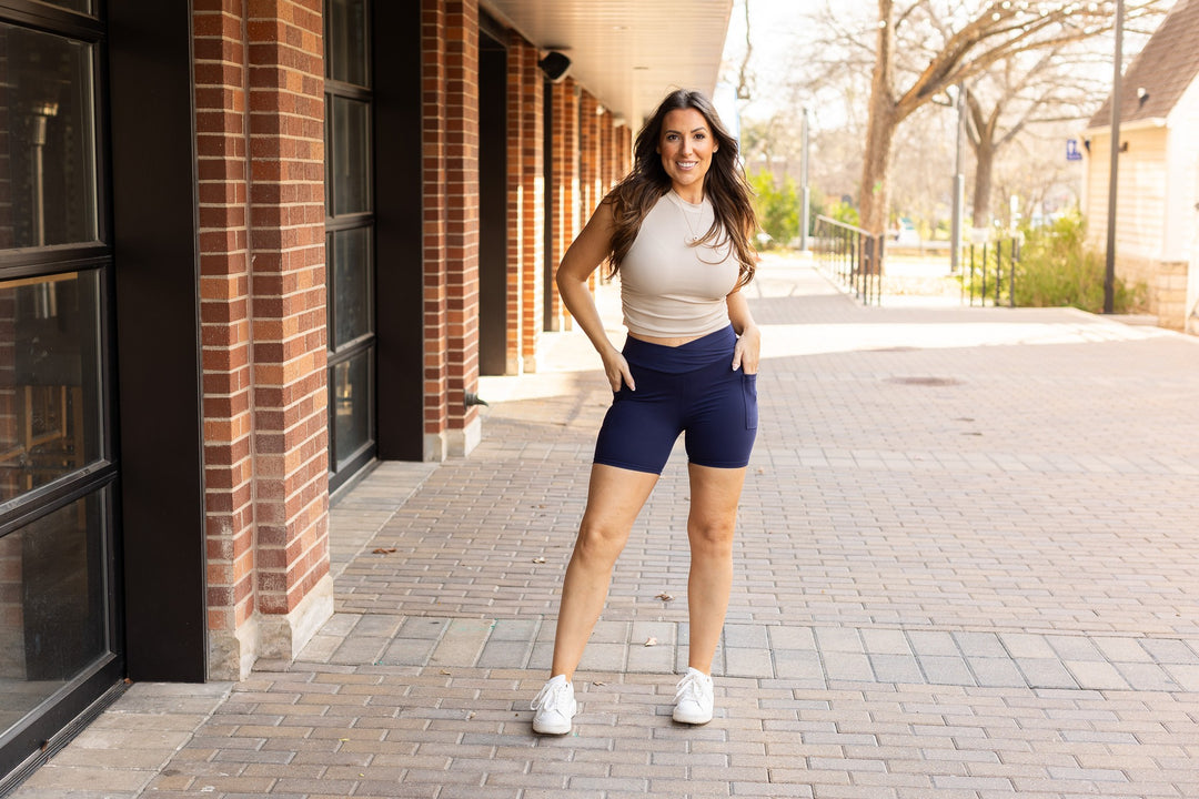 The Abby Navy Crossover Biker 5 Shorts R2 1