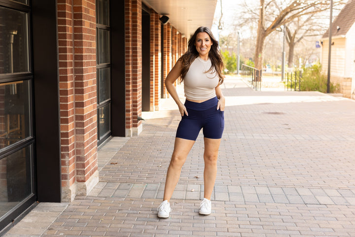 The Abby Navy Crossover Biker 5 Shorts R2 1