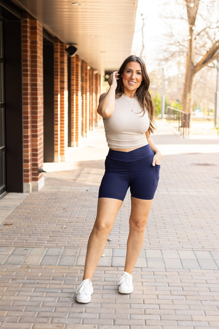 The Abby Navy Crossover Biker 5 Shorts R2 1