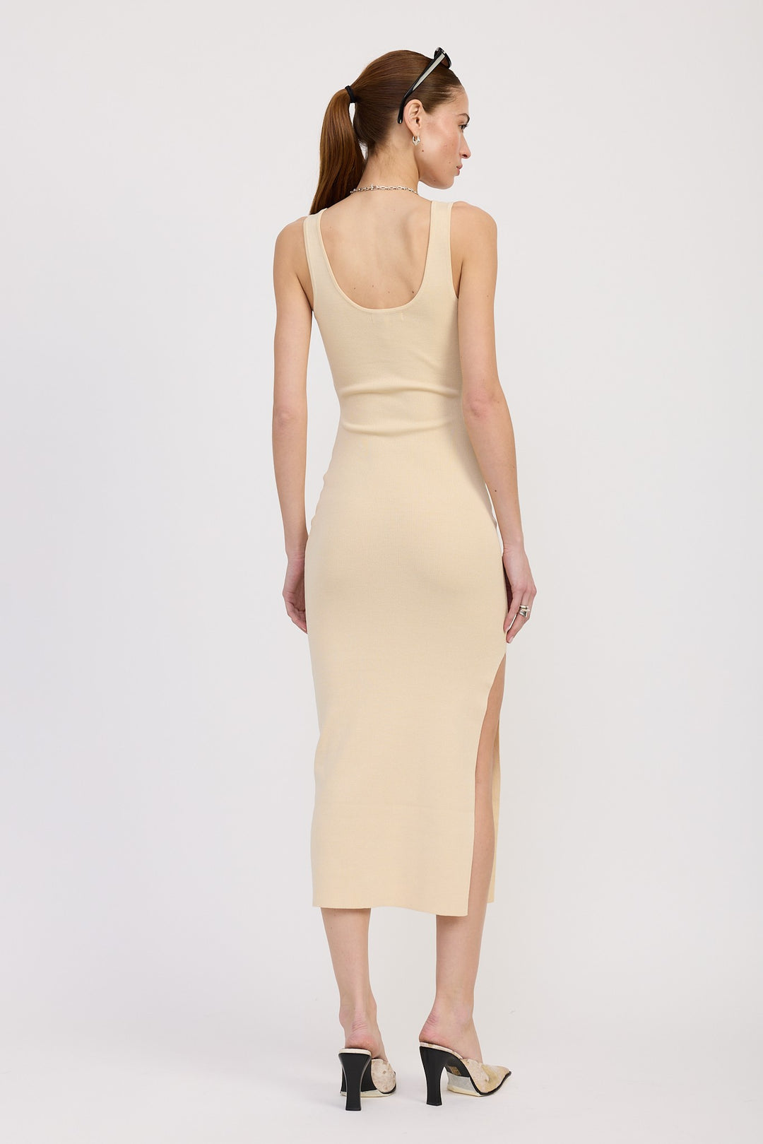 Front Knot Midi Dress With Cutout