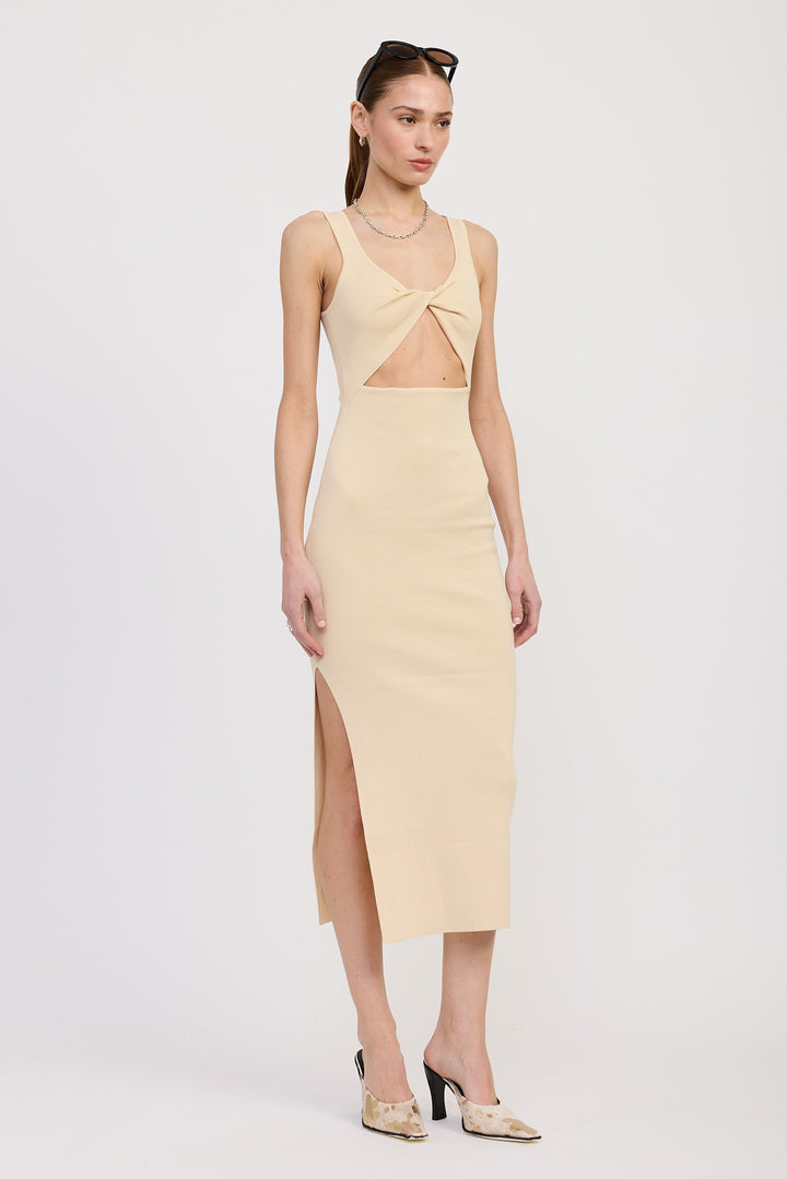 Front Knot Midi Dress With Cutout