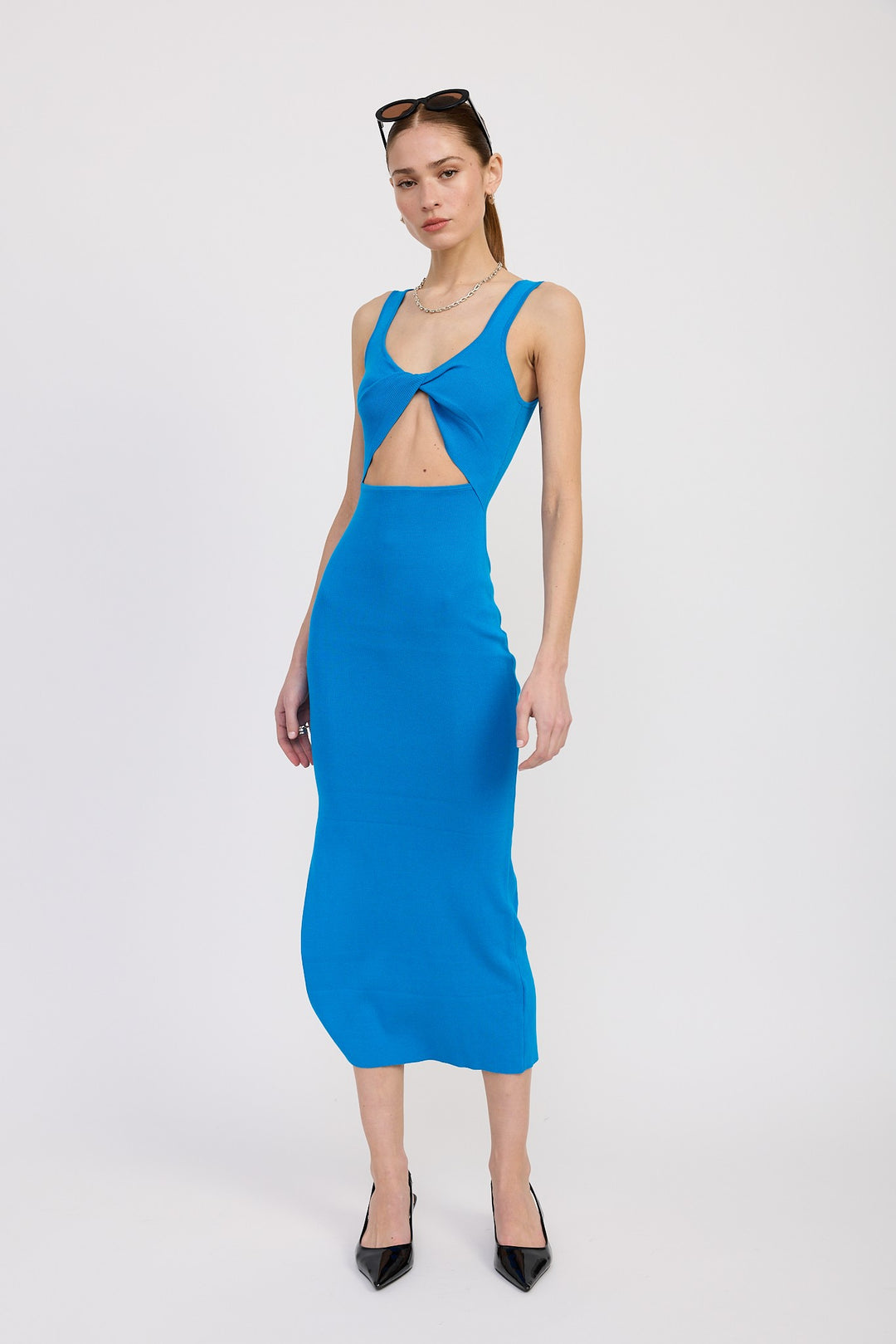 Front Knot Midi Dress With Cutout