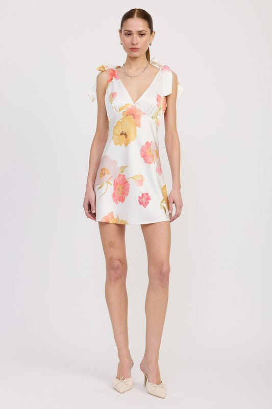 Shoulder Bowtie Mini Dress