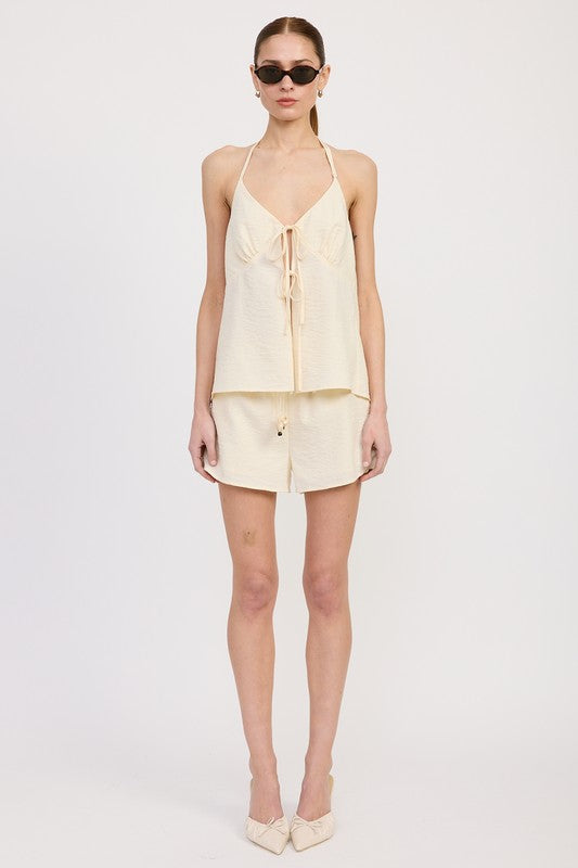 Halter Neck Top With Back Tie