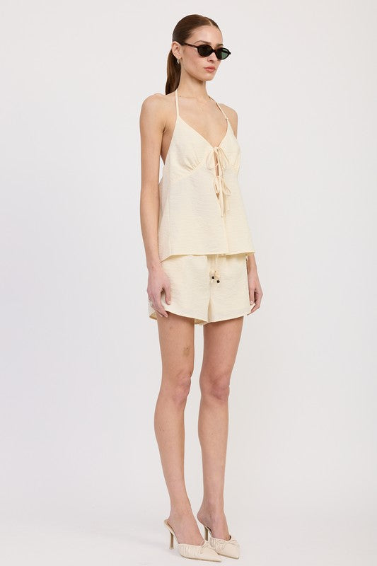 Halter Neck Top With Back Tie