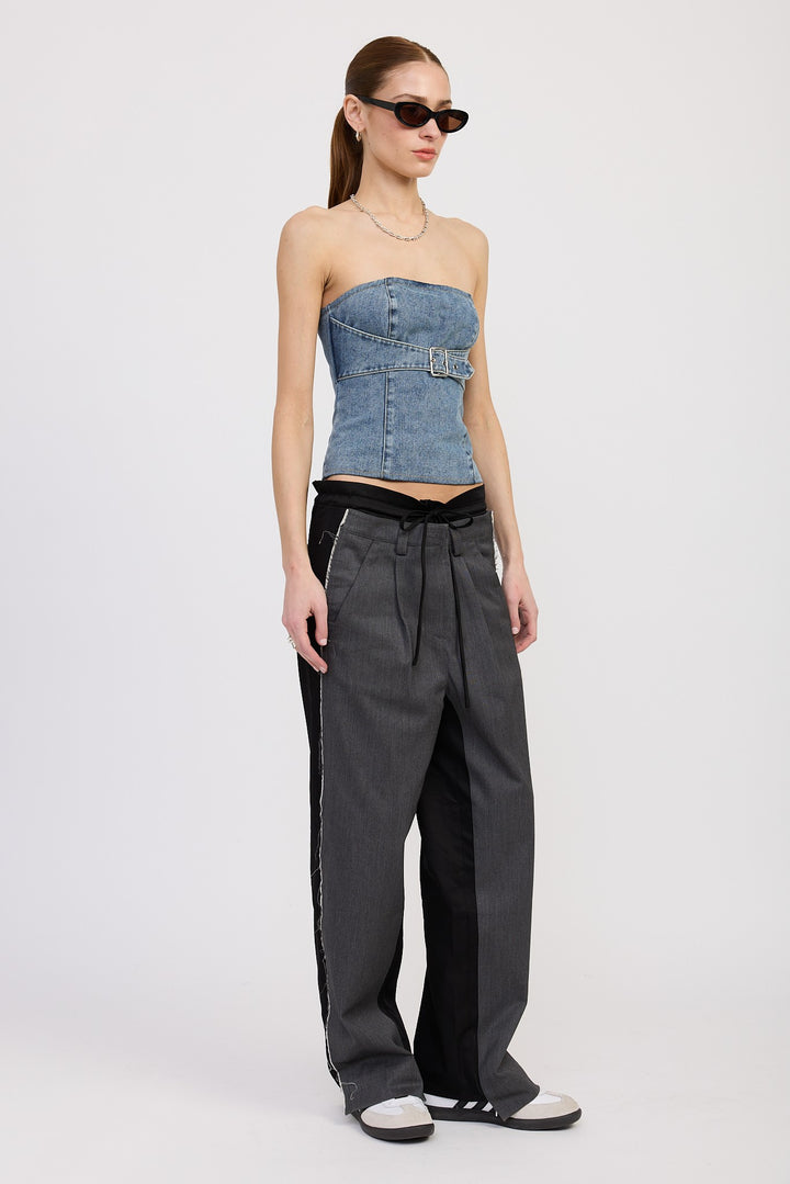 Denim Bustier With Buckle