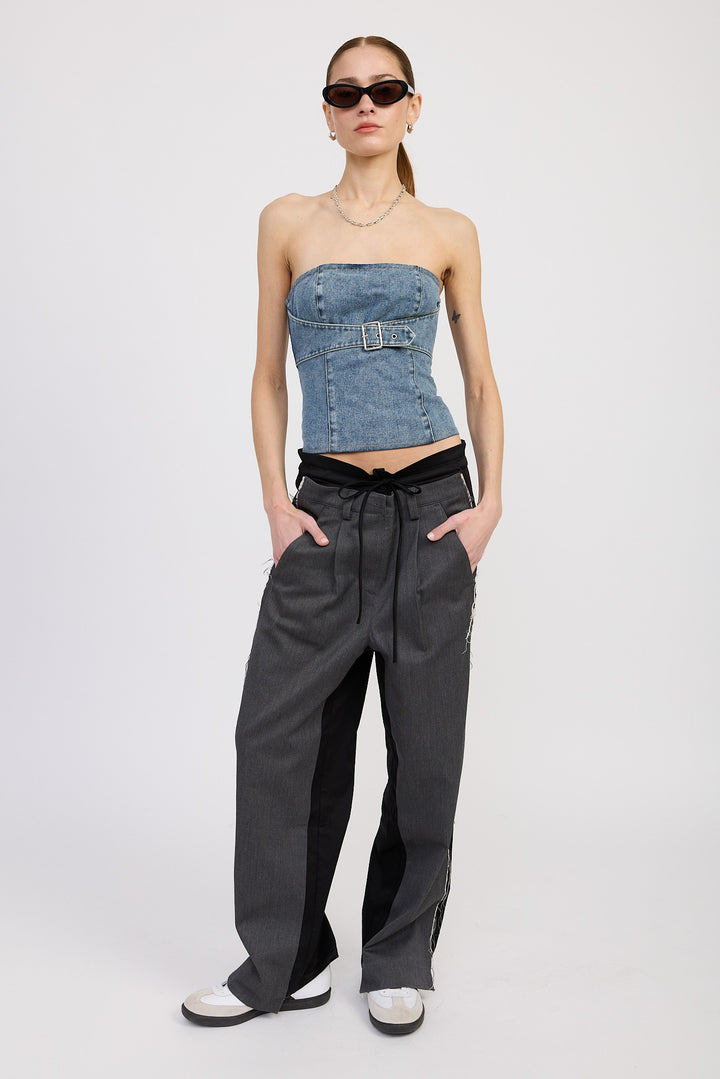 Denim Bustier With Buckle