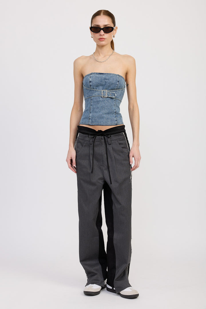 Denim Bustier With Buckle