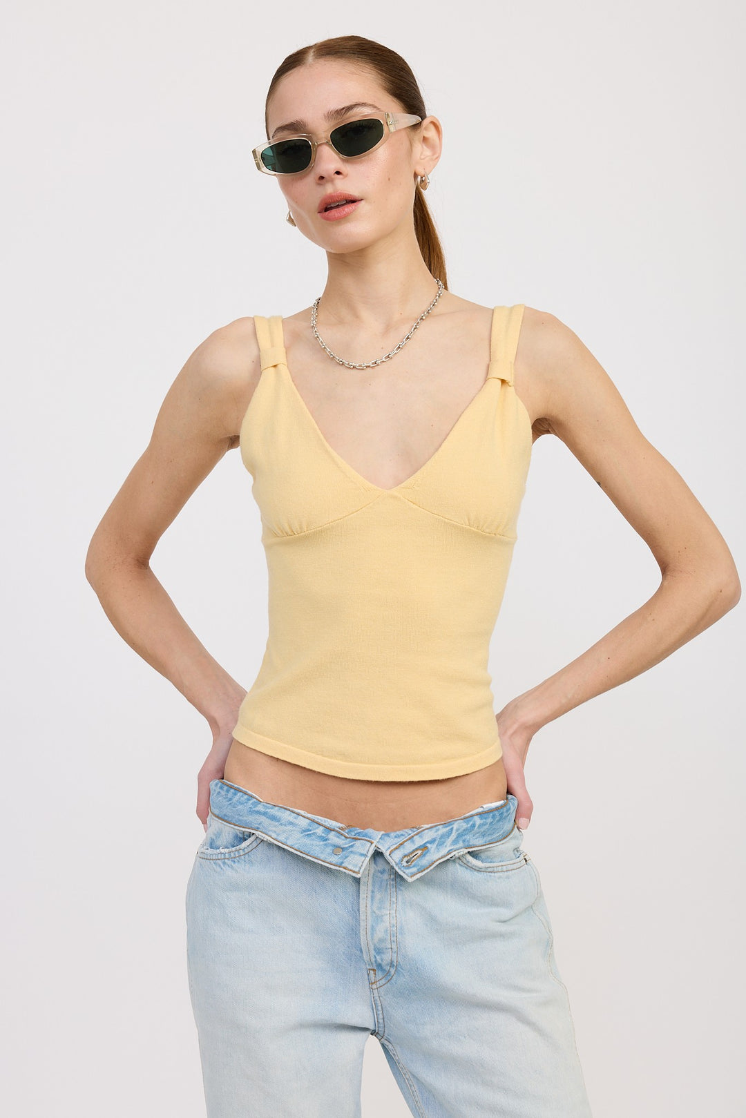 Butter Yellow V Neck Cami Top