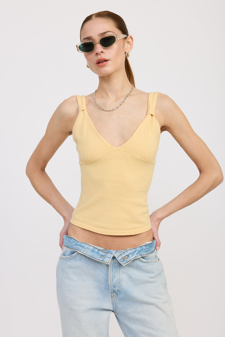 Butter Yellow V Neck Cami Top