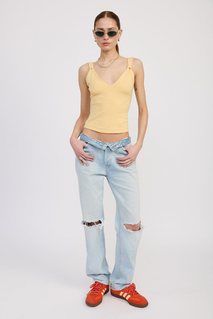 Butter Yellow V Neck Cami Top