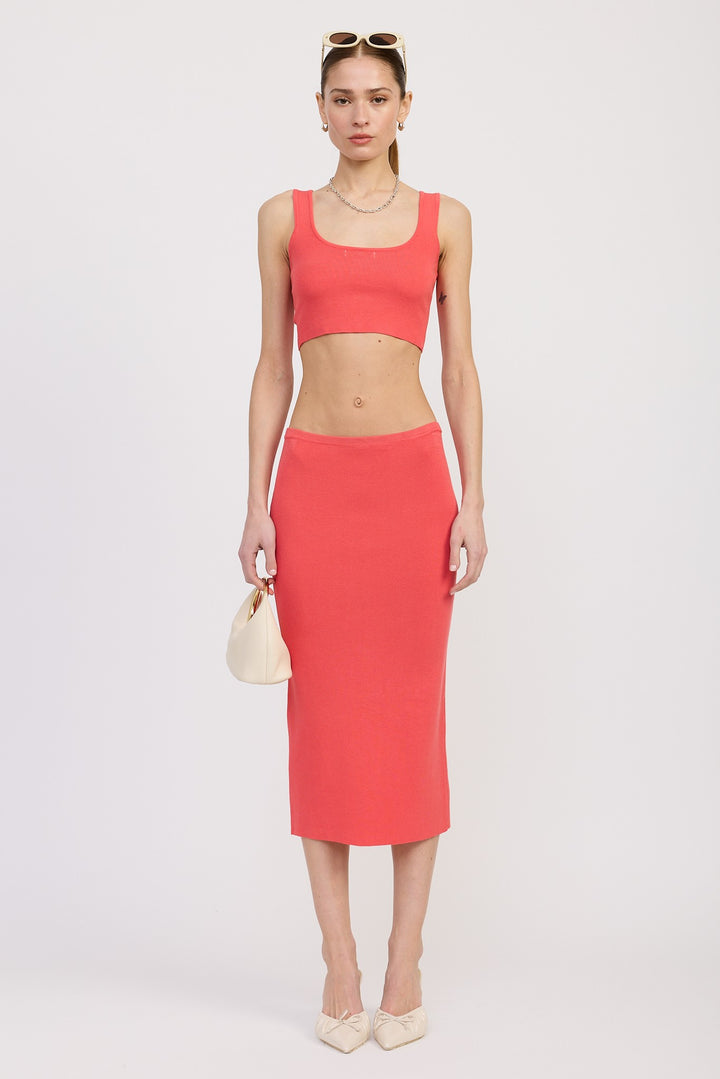 Coral Sleevelss Cropped Top With Back Twist
