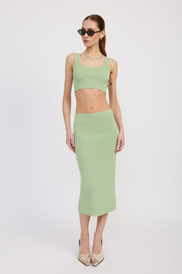 Mid Pencil Skirt With Slit
