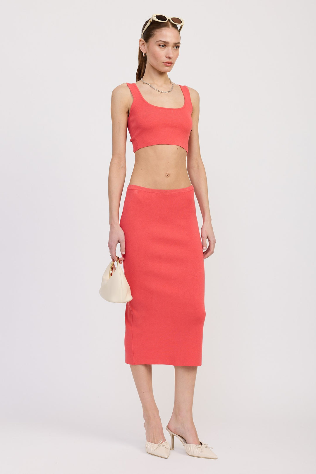 Sage Mid Pencil Skirt With Slit
