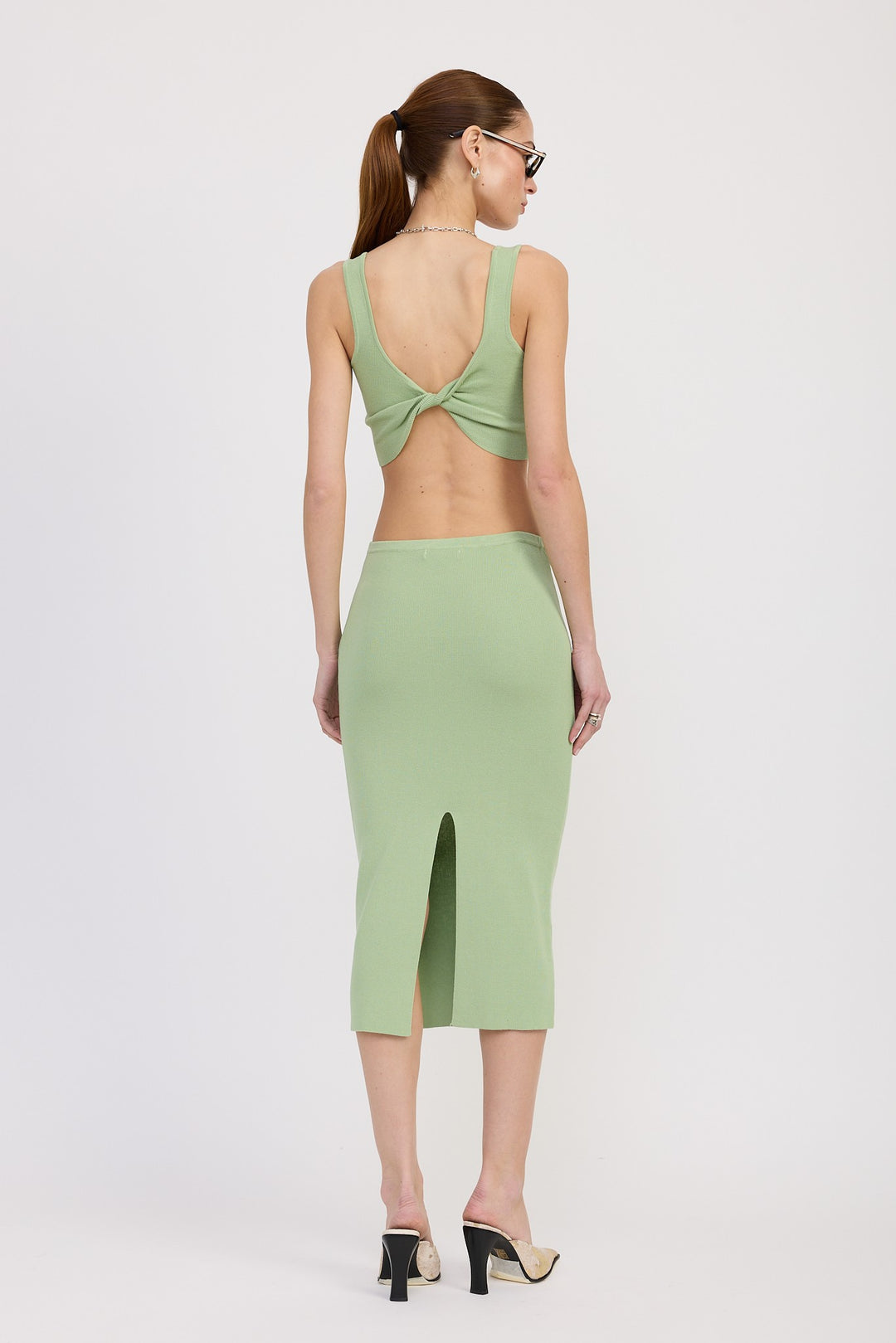 Mid Pencil Skirt With Slit