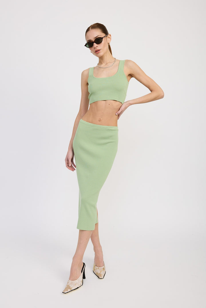 Mid Pencil Skirt With Slit