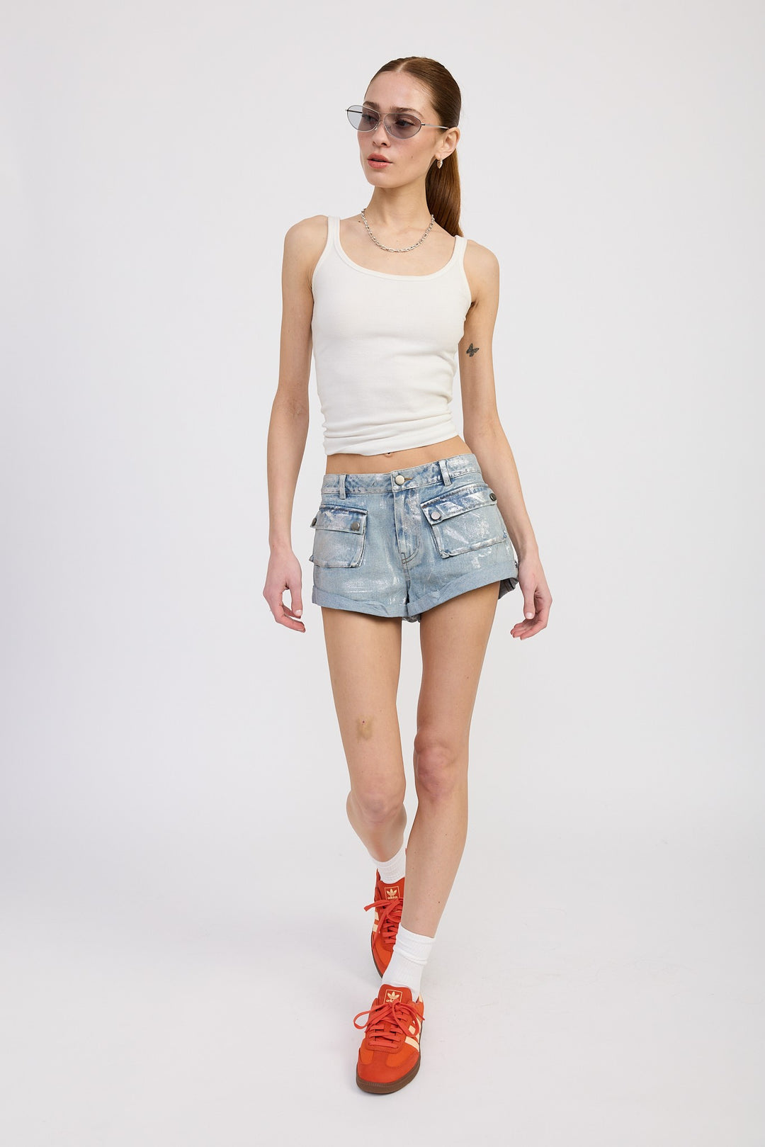 Light Denim Low Waist Denim Shorts