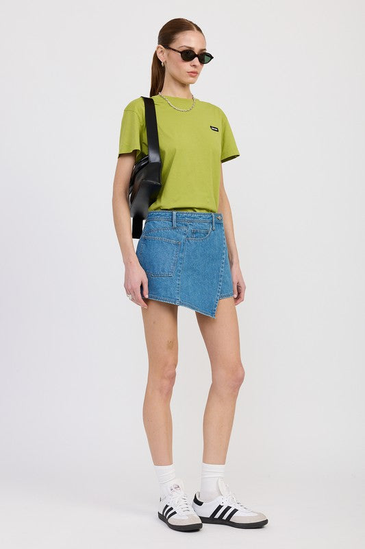 Wrapped Asymmetrical Denim Skirt