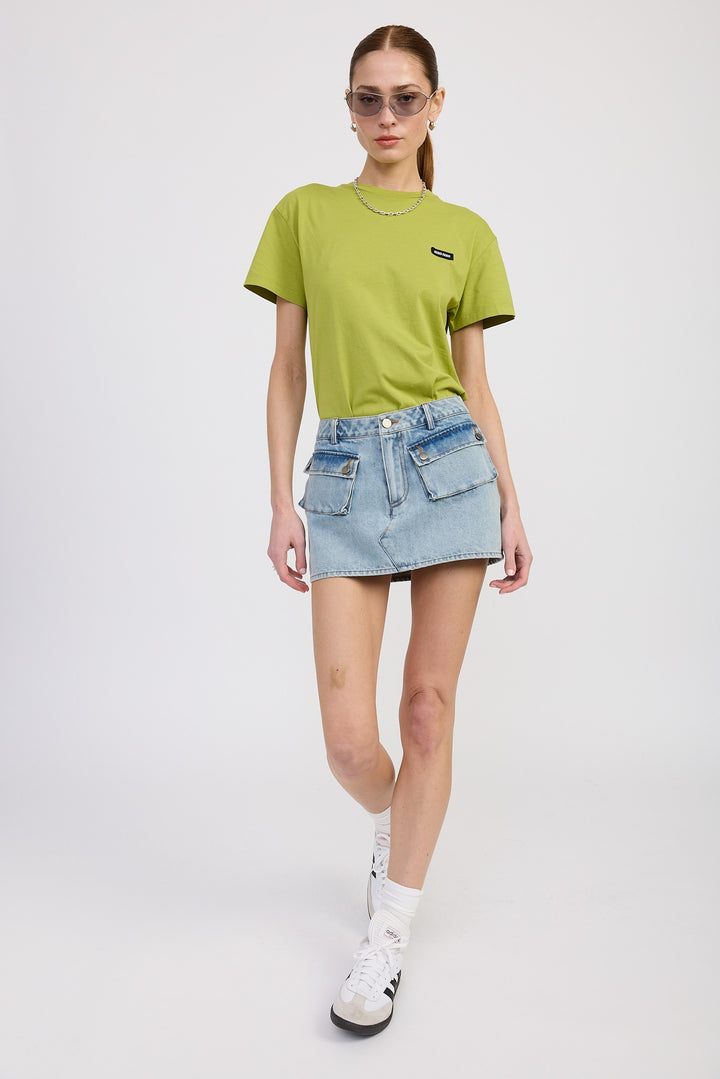 Low Waist Denim Mini Skirt With Pockets