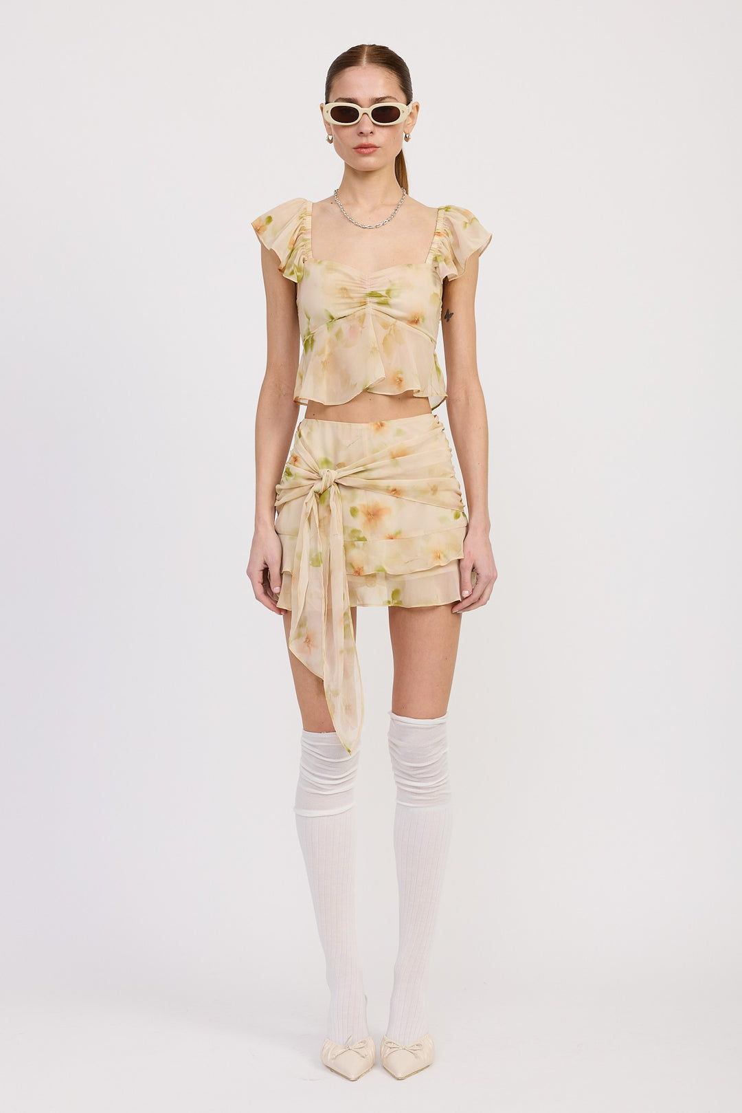 Squared Neck Top With Cap Sleeves