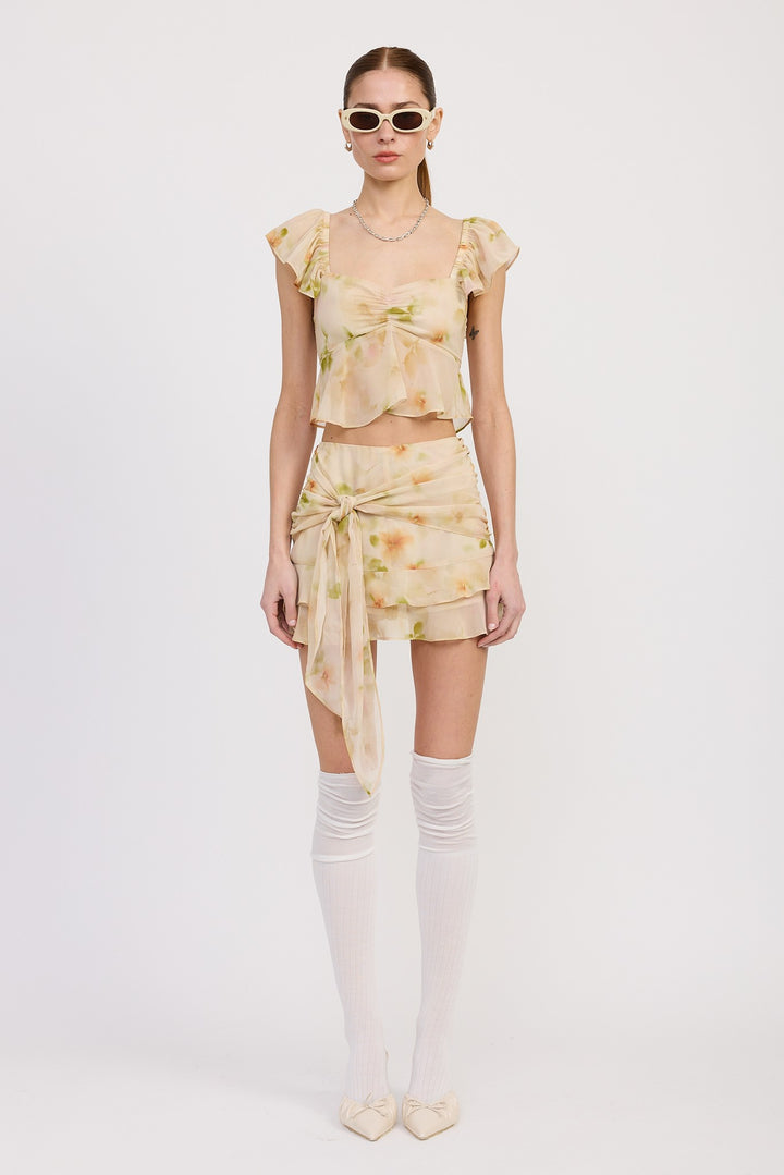 Squared Neck Top With Cap Sleeves